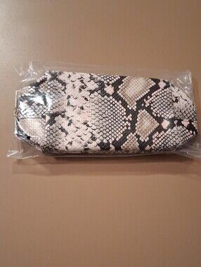 tarte Snake Print Makeup Pouch in Beige and Black with Gold Accent (Sealed-NIP)